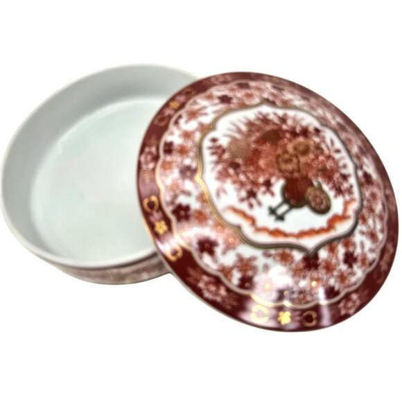Shibata China Vintage Japanese Kutani Porcelain Lidded Box Floral Design JE295 - Picture 6 of 8